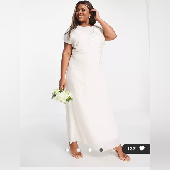 HOPE & IVY | Tie-Back Embroidered Maxi Dress in Ivory sz 14 - Picture 2 of 3